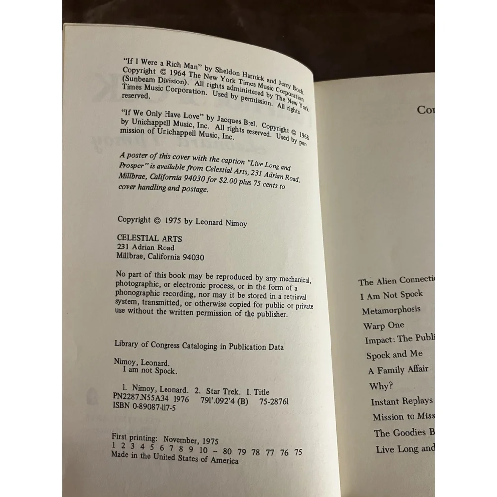 VTG I AM NOT SPOCK Leonard Nimoy 1st printing 1975 Book Star Trek SEE ALL - Picture 15 of 16